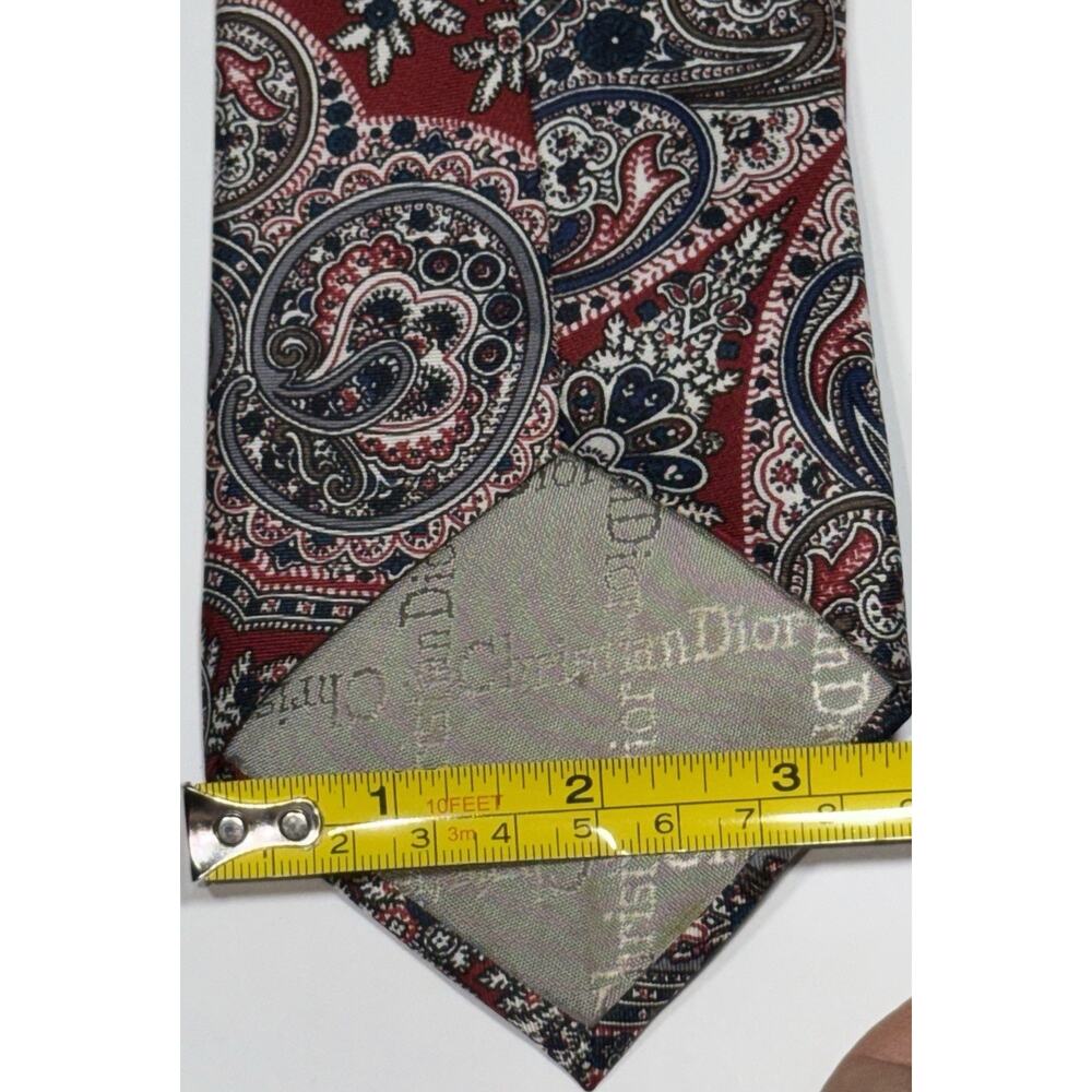 Vintage Christian Dior Tie 57x3.5 Mens Luxury Paisley Gray Executive Business - Picture 6 of 8